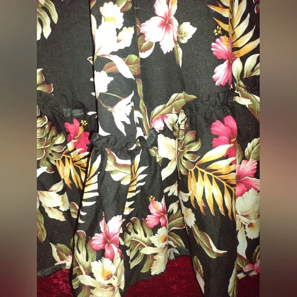 Black Hibiscus Floral Print Hawaiian MuuMuu Sz 2 XL - Picture 5 of 6